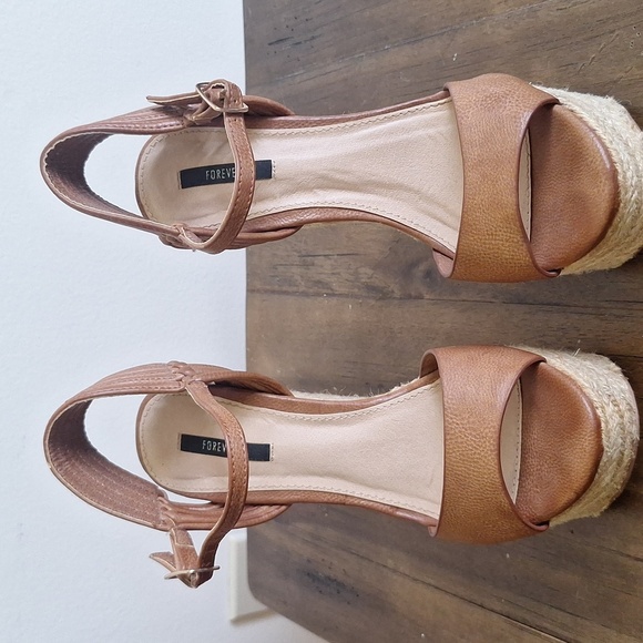Forever 21 Brown Espadrille Wedge Sandals Size 6 - Picture 9 of 11